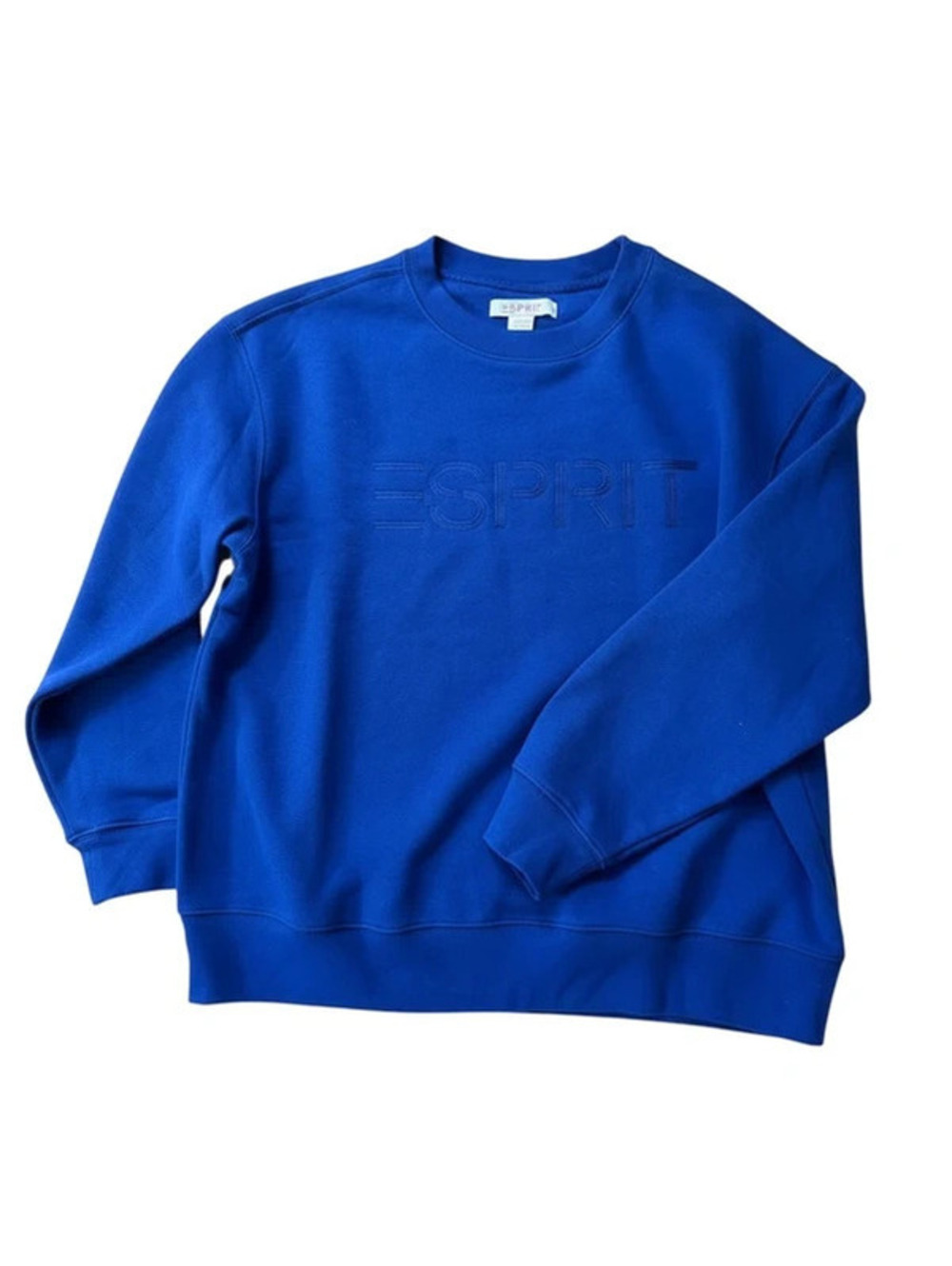 Esprit Blue Embossed Logo Crewneck Sweatshirt NWT